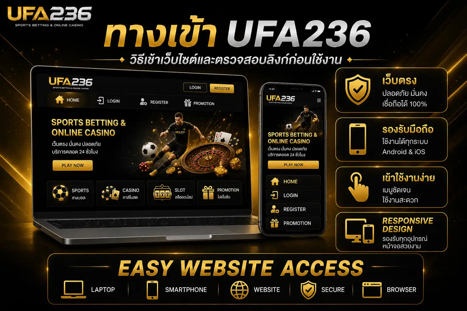 ทางเข้า UFA236 วิธีเข้าเว็บไซต์ผ่านมือถือและคอมพิวเตอร์ พร้อมตรวจสอบเว็บไซต์ก่อนใช้งาน