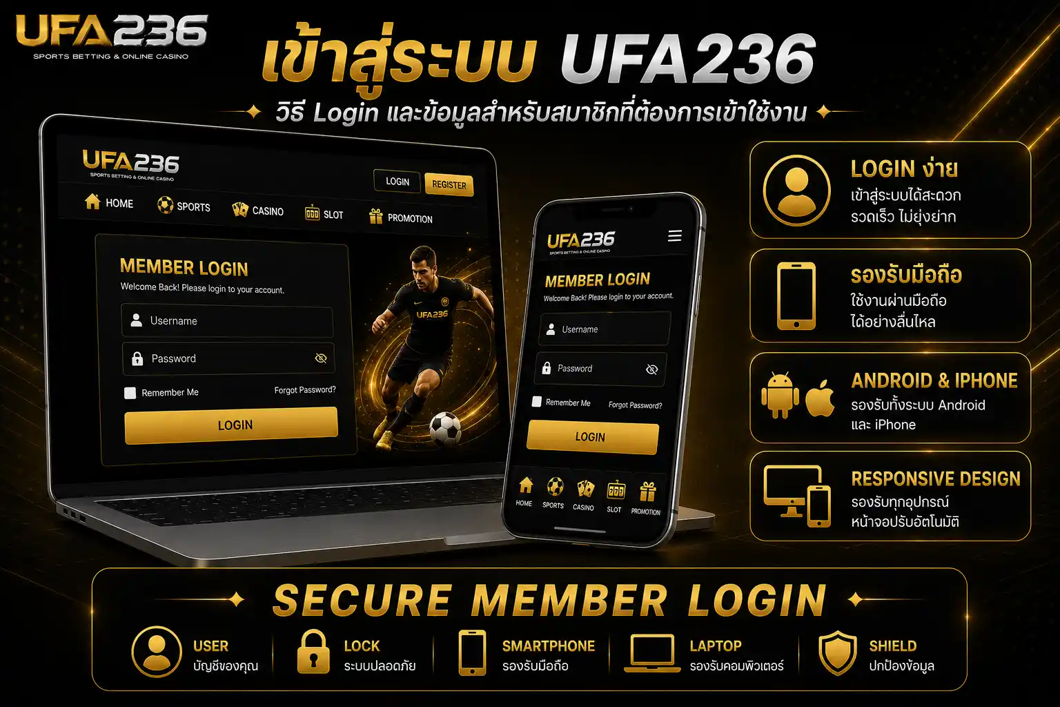 เข้าสู่ระบบ UFA236 ผ่านมือถือและคอมพิวเตอร์ สำหรับสมาชิก รองรับ Android และ iPhone